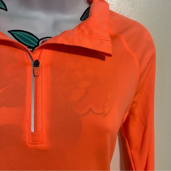 Da skin Now Semi Fitted Orange Long Sleeve 1/4 Zip Jacket - Picture 3 of 6